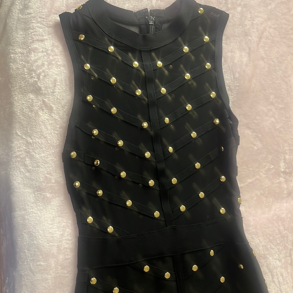 Black bandage studded mid-length dress size medium